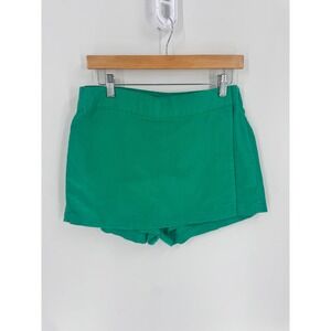 Gap Linen Blend Wrap Skort Women 8 Petite Green Side Zip Casual Mini